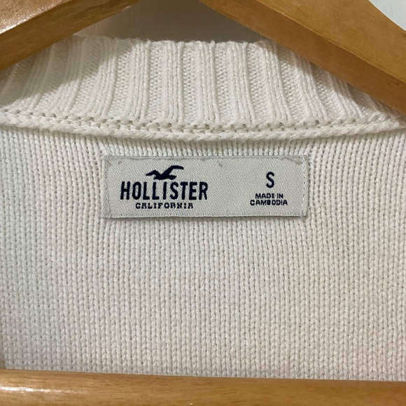 Hollister White Square Checker Pattern Crop Sweater - Picture 3 of 4